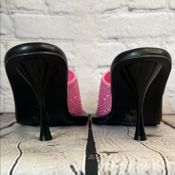 *Azalea Wang Aleah Embellished heeled Sandals in pink rhinestone - Picture 9 of 13